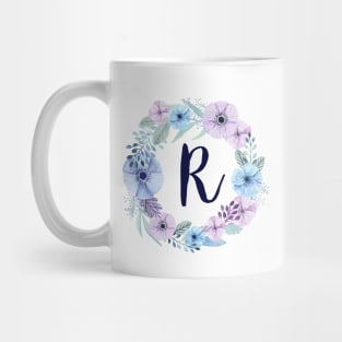 Floral Monogram R Icy Winter Blossoms Mug